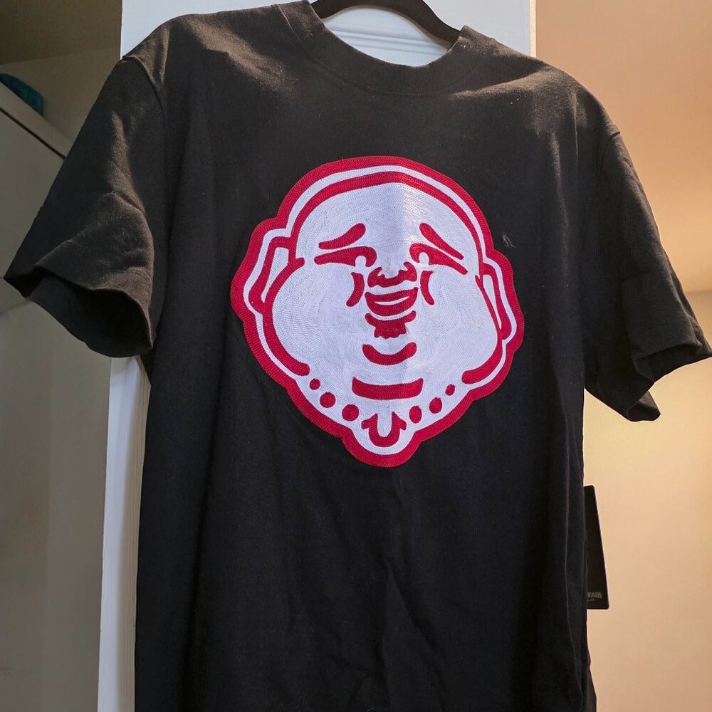 TRUE RELIGION MENS EMBROIDERED BUDDHA FACE TEE